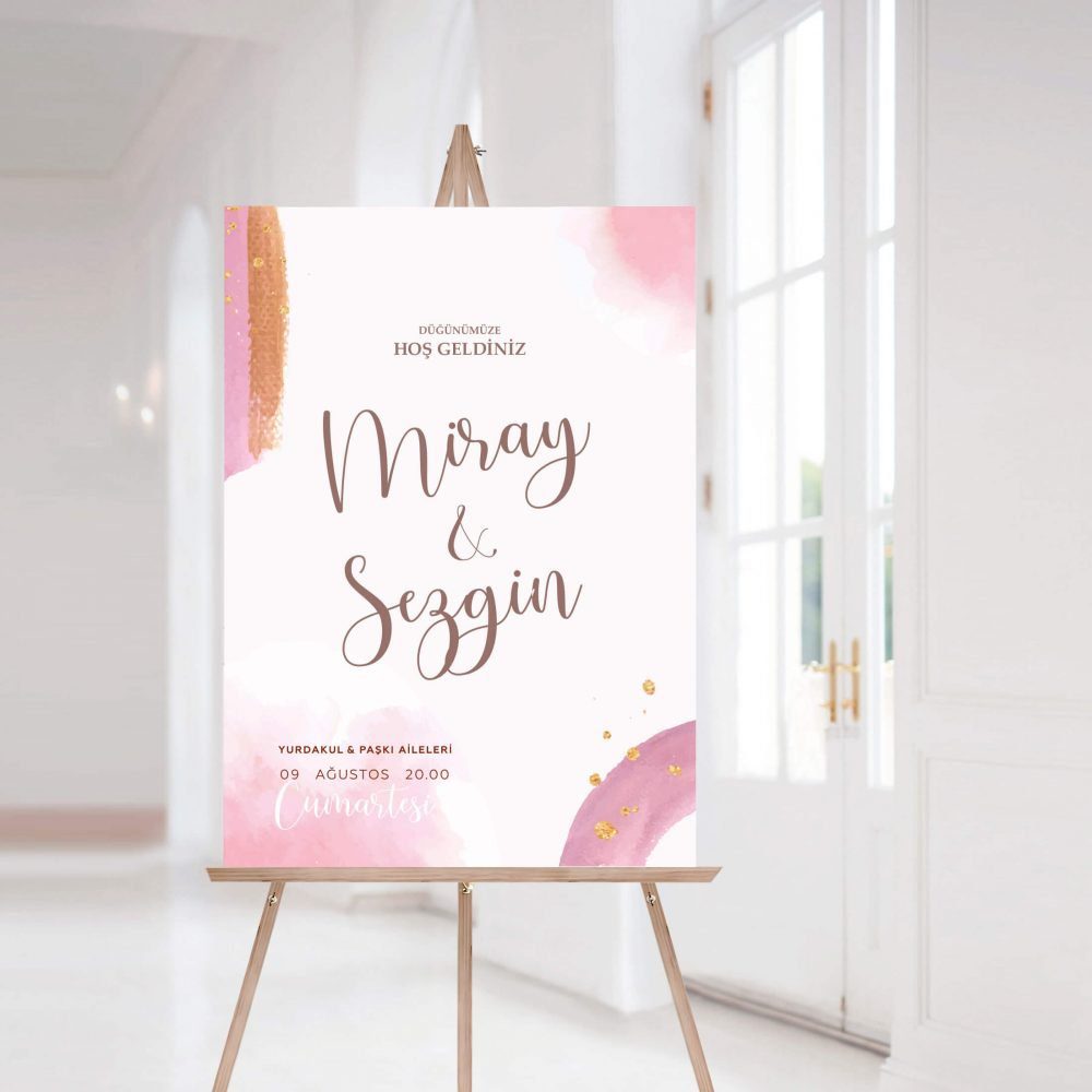 Powder Pink Karşılama Panosu