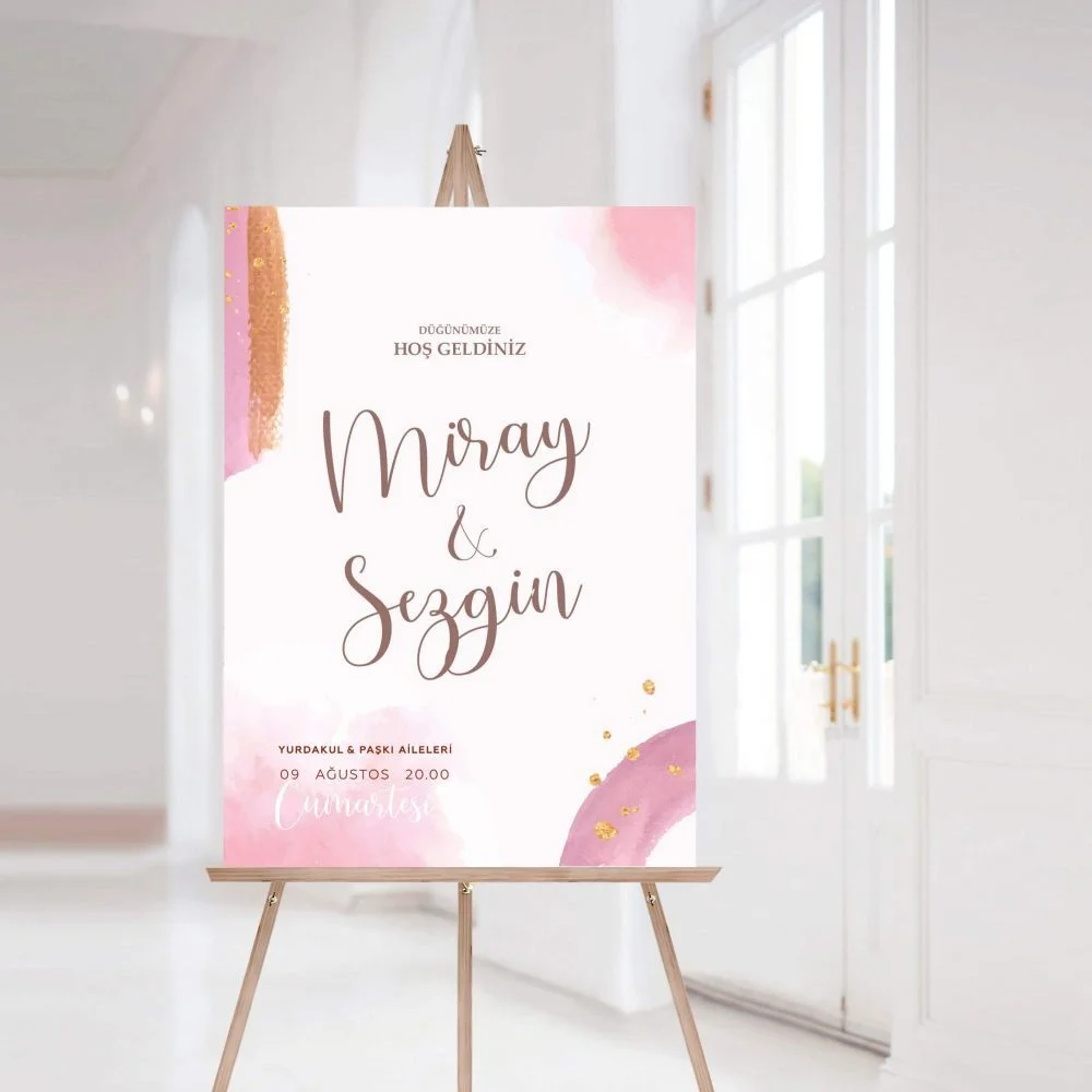 Powder Pink Karşılama Panosu